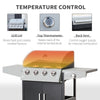 52" Barbecue Grill with Wheels 4+1 Burner Liquid Propane Gas Grill Outdoor Cabinet Style BBQ Trolley w/ Side Burner, Warming Rack