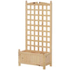 Raised Bed With Trellis Standing Lattice Panels For Plants Flowers Or Vine Garden Outdoor Indoor 23.5" X 11.5" X 49.25", Natural