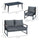 4 Piece Patio Furniture Set Aluminum Conversation Set, Outdoor Garden Sofa Set with Armchairs, Loveseat, Coffee Table and Cushions, Dark Grey