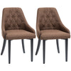 Modern Dining Chairs Set of 2, Button Tufted High Back Side Chairs with Upholstered Seat, Steel Legs for Living Room, Kitchen, Study, Brown