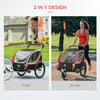 Red 2-in-1 Child Bike Trailer, Baby Stroller with Brake, Storage Bag, Safety Flag, Reflectors & 5 Point Harness