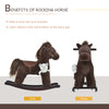 Kids Plush Ride-On Rocking Horse Toy Children Chair with Soft Plush Toy & Fun Realistic Sounds - Brown