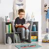 6-Cubby Kids Bookcase, Reading Nook Organizer with Seat Cushion, Toddler Storage Cabinet Shelf for Playroom Bedroom Grey, 40.5" x 12" x 23.5"