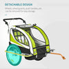 Children's Trailer & Stroller w/ Reflectors & 5 Point Harness Green