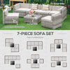 7-Piece Patio Furniture Sets Outdoor Wicker Conversation Sets All Weather PE Rattan Sofa set with Cushions & Slat Plastic Wood Table, Beige