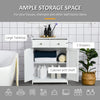 Freestanding Bathroom Storage Cabinet Organizer Floor Tower with 2 Door, 2 Drawers, Adjustable Shelf, White