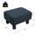 16" Cube Modern Linen Fabric Pouf Footrest Ottoman - Dark Blue