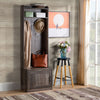 Rustic Hall Tree with Shoe Storage Bench, Entryway Bench with Coat Rack, Accent Coat Tree with Storage Shelves for Hallway, Mudroom, Brown
