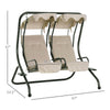 Modern 2-Seater Outdoor Patio Swing Chair, Porch Seats with Cup Holder and Removeable Canopy, Beige