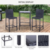 3 PCS Rattan Bar Set with Glass Top Table, 2 Bar Stools for Outdoor, Patio, Garden, Poolside, Backyard