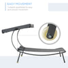 Patio Double Chaise Lounge Outdoor with Adjustable Canopy and Pillow, Wheeled Hammock Bed for Sun Room, Garden, Poolside, Grey