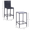 3 PCS Rattan Bar Set with Glass Top Table, 2 Bar Stools for Outdoor, Patio, Garden, Poolside, Backyard