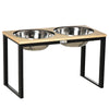 Elevated Dog Bowls Stand Raised Pet Feeder with 2 Stainless Steel Dog Food Bowls for Medium Large Dogs, Natural
