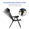 Set of 2 Portable Folding Recliner Outdoor Patio Chaise Lounge Chair with Adjustable Backrest, Black