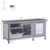Wooden Rabbit Hutch Bunny Hutch Cage Guinea Pig with Waterproof Roof, No Leak Tray and Feeding Trough, Indoor/Outdoor, Grey