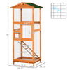 65" Wooden Bird Cages Outdoor Finches Aviary Birdcage with Pull Out Tray 2 Doors, Orange