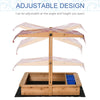 Kids Wooden Sandbox, w/ Adjustable Canopy, Seats, Plastic Basins, for Backyard