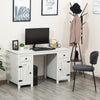Home Office Writing Desk with Drawers Study Table Computer Workstation Barn Door style Computer Desk with 3-Level Adjustable Shelf, White