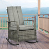 Outdoor Rattan Wicker Rocking Chair Patio Recliner with Soft Cushion, Adjustable Footrest, Max. 135 Degree Backrest, Grey