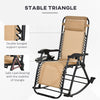 Outdoor Rocking Chairs Zero Gravity Rocking Chair w/ Removable Headrest, Side Tray, Cup & Phone Holder, Beige