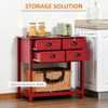 Sideboard Buffet Cabinet, Storage Serving Console Table with 4 Drawers and Slatted Bottom Shelf for Kitchen, Living Room, Red