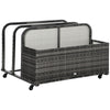 Patio Wicker Pool Float Storage Basket, Outdoor PE Rattan Pool Caddy with Rolling Wheels for Floats, Paddles, Towels, Accessories, Grey
