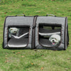 Cat Carrier 39" Portable Soft-Sided Pet With Divider  Dual Compartment  Oxford Fabric  & Storage Bag  Grey