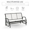 3-Person Patio Glider Bench, Outdoor Porch Glider Swing with 3 Seats, Breathable Mesh Fabric, Metal Frame, Cream White