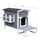 Wooden Wooden Cat House Feral Cat Shelter Kitten Condo with Escape Door, Porch and Flower Stand - Dark Grey/White