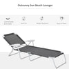 Folding Chaise Lounge, 4-Position Adjustable Lounge Chair with Armrests for Lawn, Patio, Beach, Deck, Dark Gray