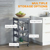 Mobile Rolling Kitchen Island Trolley Serving Cart with Underneath Drawer & Slide-Out Wire Storage Basket, Grey