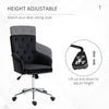 Mid-Back Desk Chair with Nailhead Trim, Button Tufted Back Design, Adjustable Height, Rocking Function and Wheels, Black