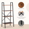 Vintage Ladder Book Shelf 4-Tier Storage Rack Accent Bathroom Living Room, Black/Vintage wood