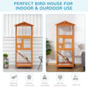 65" Wooden Bird Cages Outdoor Finches Aviary Birdcage with Pull Out Tray 2 Doors, Orange