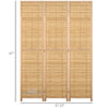 Hand Woven Room Divider, 3 Panel Bamboo Folding Privacy Screen for Home Office, 47.25"x67"x0.75", Natural