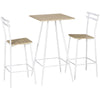 3-Piece Dining Table and Chairs Set with Footrest, White
