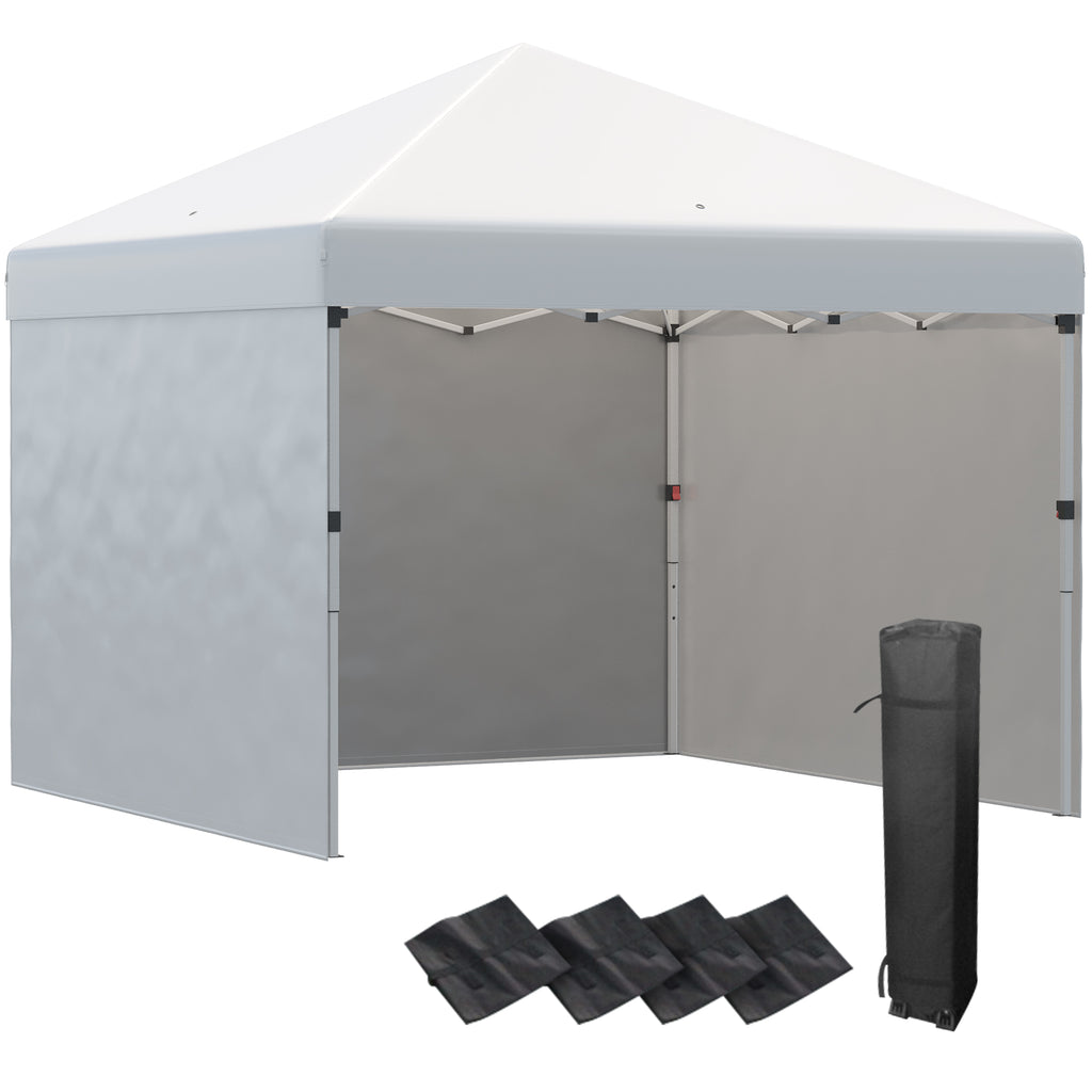 10' x 10' Pop Up Canopy with 3 Sidewalls, Leg Weight Bags and Carry Bag, Height Adjustable Party Tent Event Shelter Gazebo for Garden, Patio, Cream