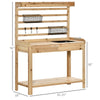 Potting Bench Table, Garden Work Bench, Workstation with Metal Sieve Screen, Removable Sink, Additional Hooks and Baskets for Patio, Natural