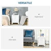 Industrial End Table, Living Room Side Table with Locker-Style Door and Adjustable Shelf, White
