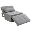 4-In-1 Design Convertible Sofa Tea Table Lounge Chair Single Bed with 5-Level Adjustable Backrest, Footstool and Metal Frame for Bedroom, Grey