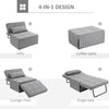 4-In-1 Design Convertible Sofa Tea Table Lounge Chair Single Bed with 5-Level Adjustable Backrest, Footstool and Metal Frame for Bedroom, Grey
