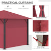 10' x 10' Patio Gazebo Aluminum Frame Outdoor Canopy Shelter with Sidewalls, Vented Roof for Garden, Lawn, Backyard and Deck, Wine Red