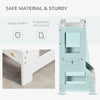 2-in-1 Kids Kitchen Step Stool, Detachable Toddler Table and Chair Set Step Stool with Safety Rail Chalkboard for Kitchen, Bathroom, Grey