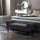 52" Linen Upholstered Accent Ottoman Bench With Armrests, Dark Grey