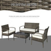 Patio Porch Furniture Sets 4-PCS Rattan Wicker Chair w/ Table Conversation Set for Yard,Pool or Backyard Indoor/Outdoor Use- Cream White