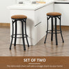 Bar Stools Set of 2, Vintage Barstools with Footrest, Microfiber Cloth Bar Chairs 29" Seat Height with Powder-coated Steel Legs, Brown