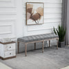 Sitting Bench Tufted Upholstered Fabric Ottoman with Rubberwood Legs for Living Room, Bedroom, Hallway, Grey