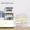 File Cabinet, Office Cabinet with Open Display Shelf and Bottom Drawer for Legal and Letter-Sized Files, Filing Cabinet on Wheels, White