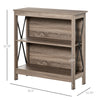 Industrial Style 2-Tier Bookcase Bookshelf Open Shelving Display Storage Unite with Metal X-Bar for Living Room Dining Room Study Office Dark