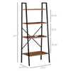 Vintage Ladder Book Shelf 4-Tier Storage Rack Accent Bathroom Living Room, Black/Vintage wood